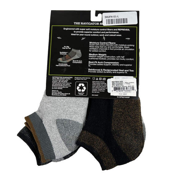 NEW Dickies Men Performance-Outdoor No-Show Socks 6 Pairs Sz 6-12 Black Assorted - Picture 8 of 16
